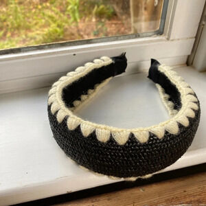 NWT Anthropologie Black Woven Embroidered Headband